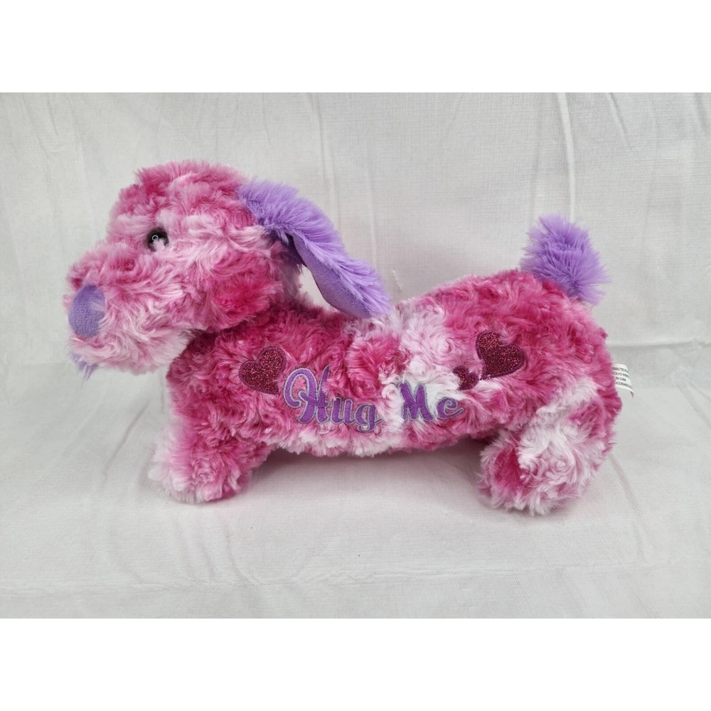Dachshund Valentine's Hug Me 13" Plush Pink Purple Tie-Dye Stuffed Animal Dog